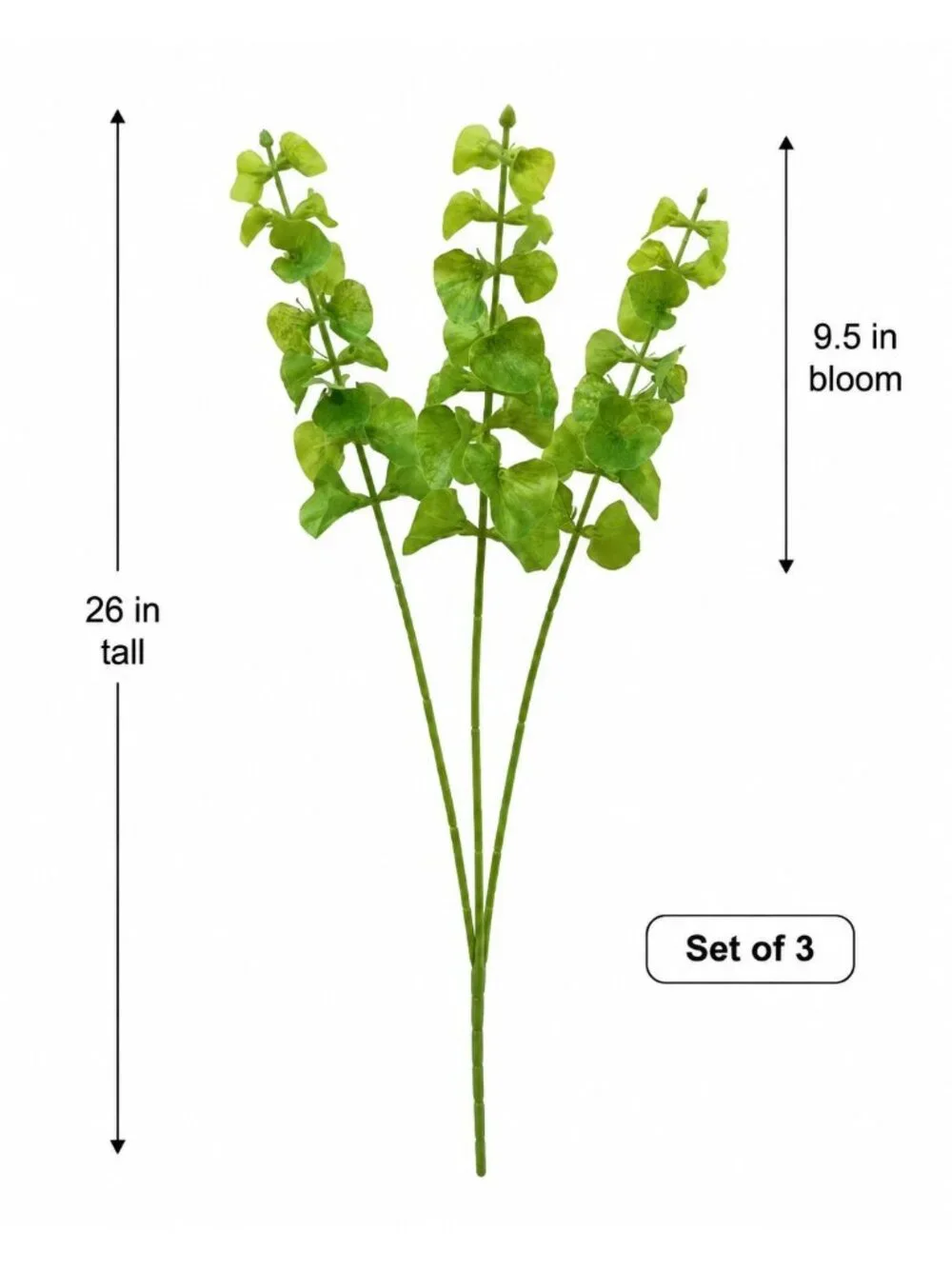 Green Artificial Bells of Ireland Stems Set of 3 26 Inch Real Touch Faux Flowers